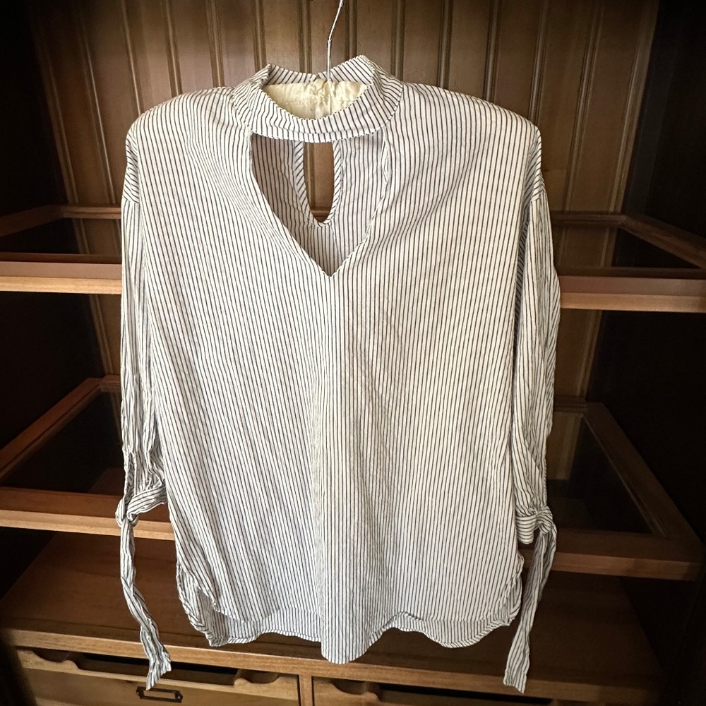 Striped high neck blouse